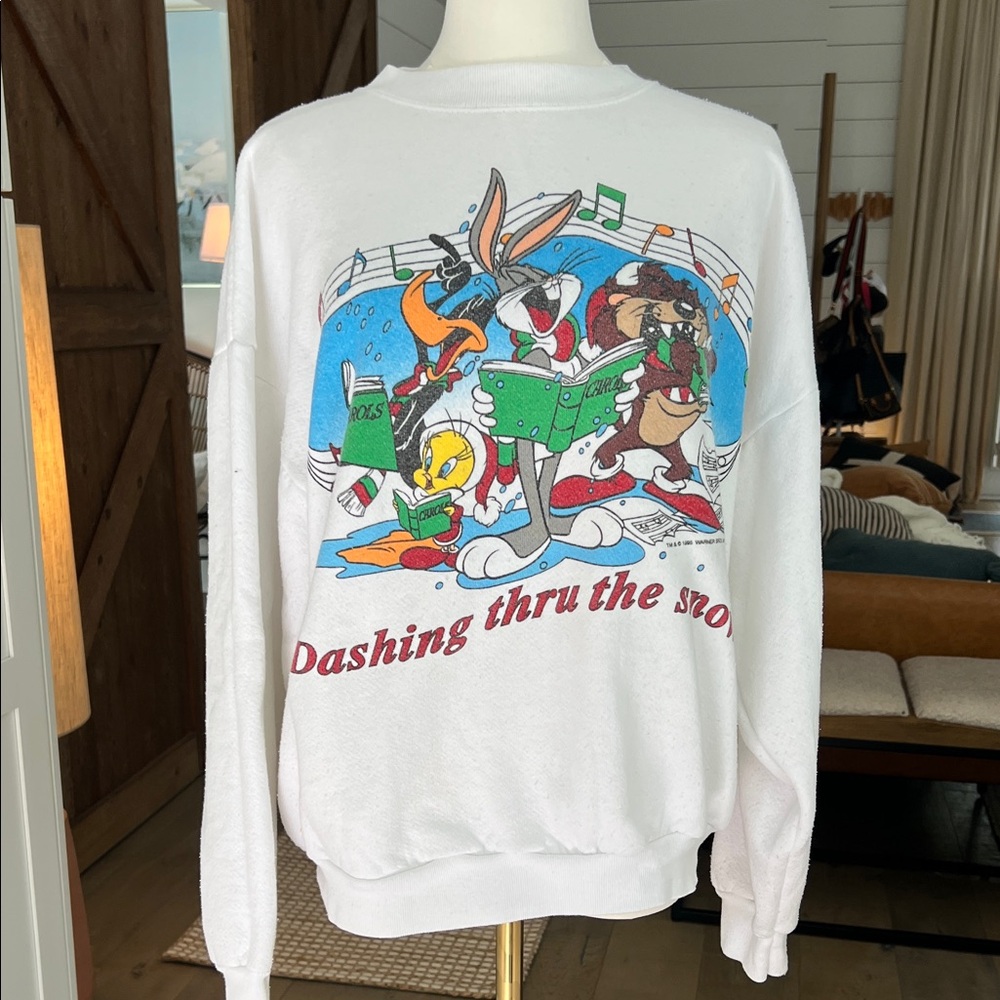 Vintage Loony Tunes Christmas sweatshirt size Medium cute, good condition!